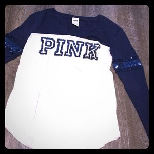 Pink v-neck long sleeves shirt